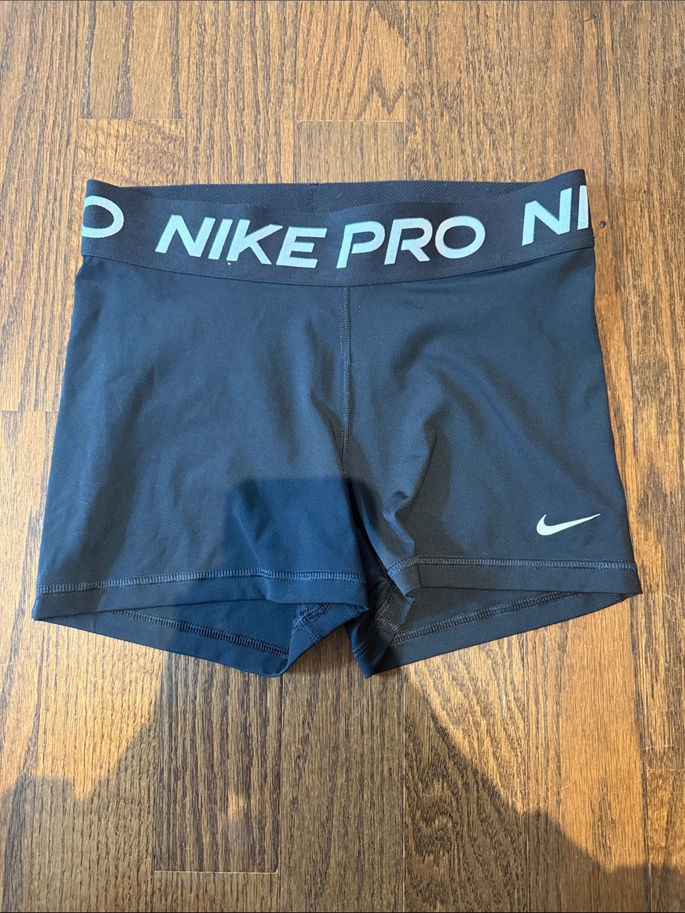 LIKE NEW - SIZE M - Nike Pro Black Women's Bike Shorts with White Swoosh